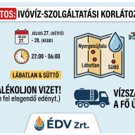 Vízhiány és nyomáscsökkenés várható Nyergesújfalun, Lábatlanon és Süttőn